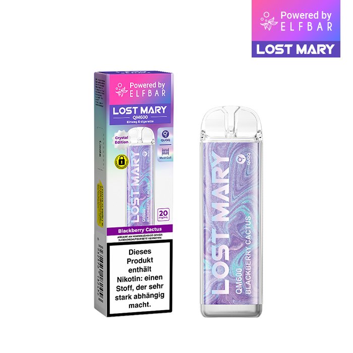 Lost Mary - QM600 - Einweg E-Zigarette - Blackberry Cactus | Nikotinsalz-Stärke : 20mg | Paketgröße : 1er Packung