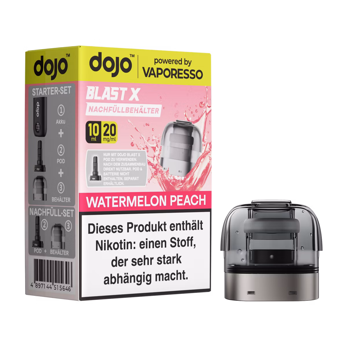 Vaporesso - Dojo Blast X - 10ml Pod Nachfüllbehälter - Watermelon Peach - 20mg Vaporesso - Dojo Blast X - 10ml Pod Nachfüllbehälter - Watermelon Peach - 20mg