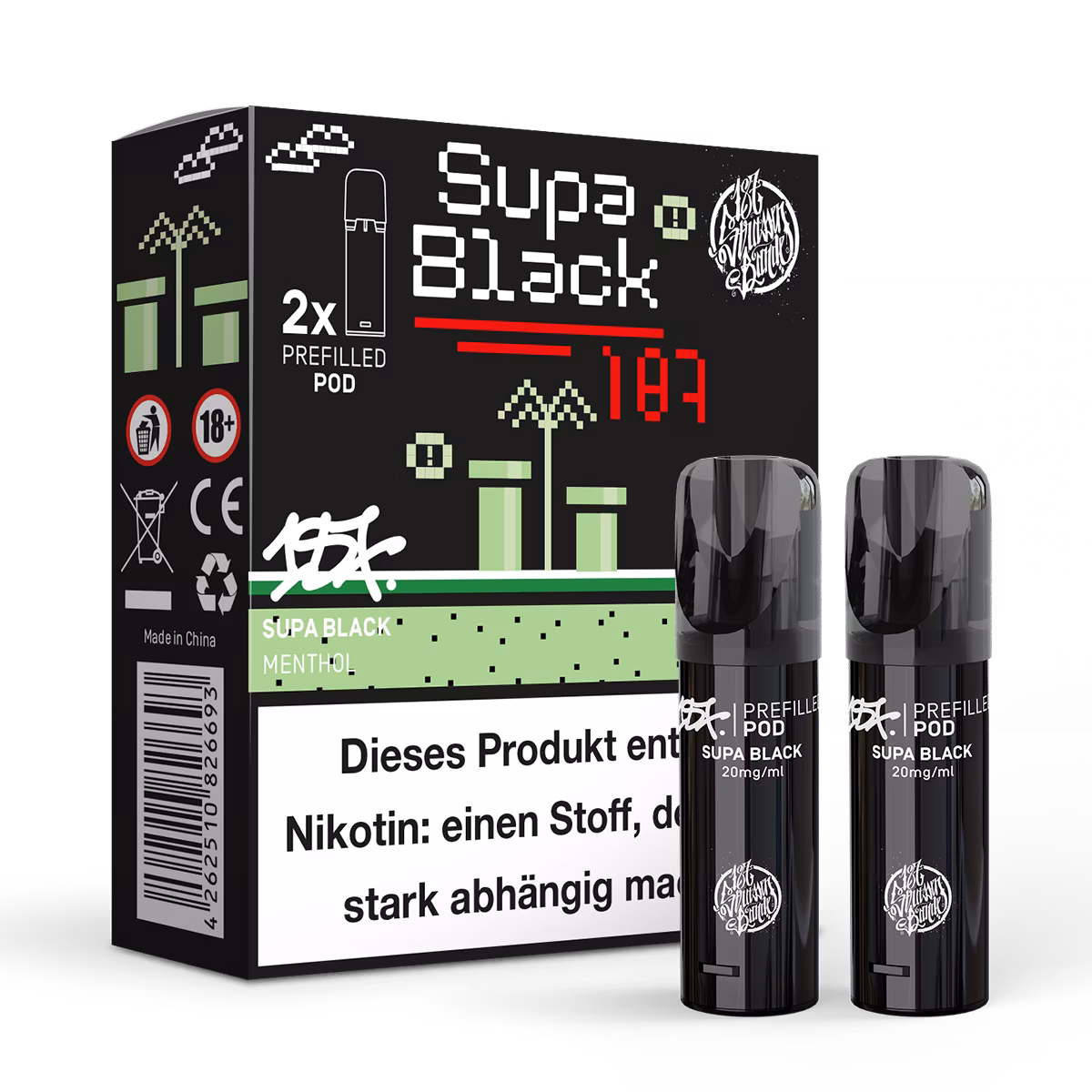 187 Straßenbande - Prefilled Pod Supa Black - 2ml - 2er Pack