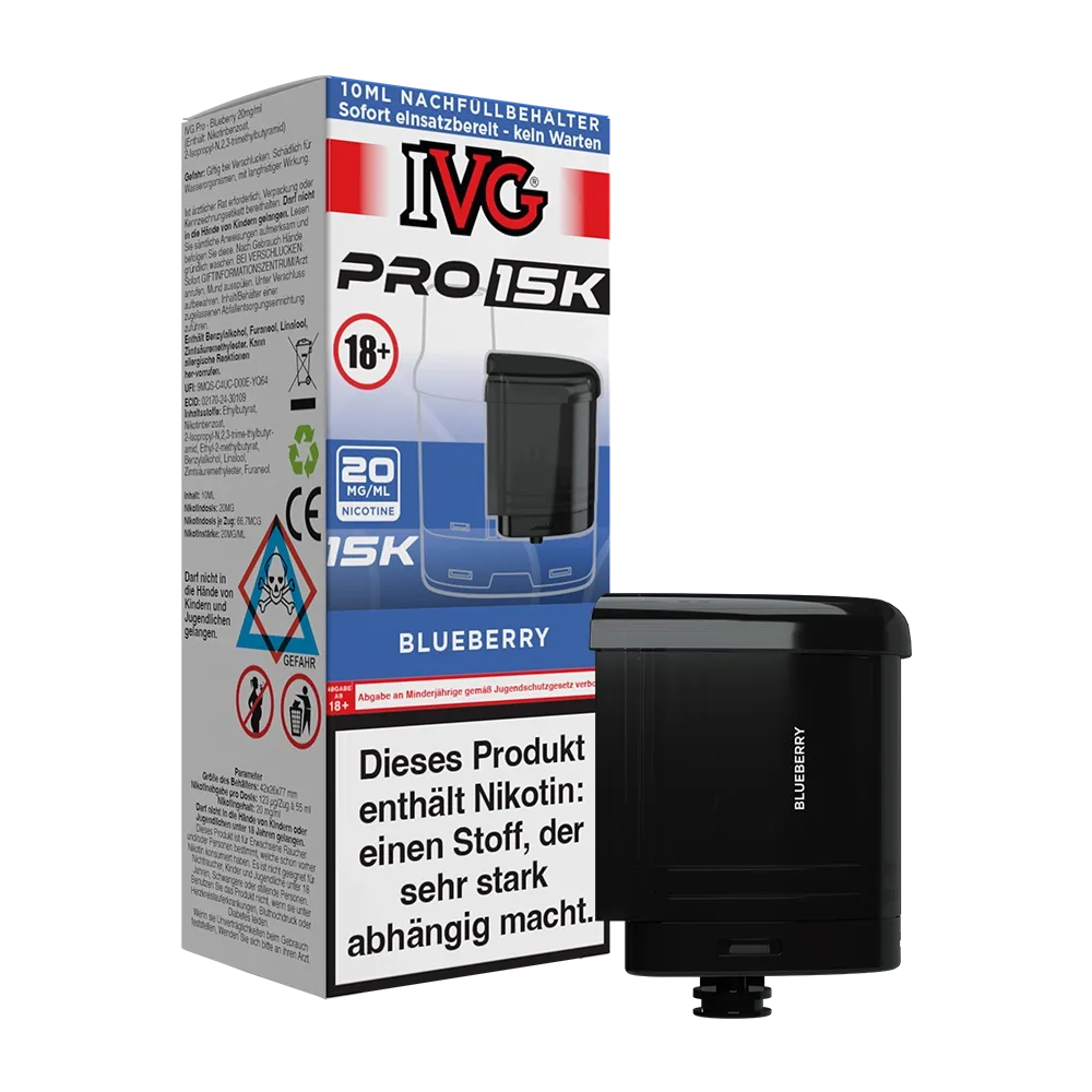 IVG - Pro 15K - 10ml Pod Nachfüllbehälter - Blueberry - 20mg - IVG - Pro 15K - 10ml Pod Nachfüllbehälter - Blueberry - 20mg -