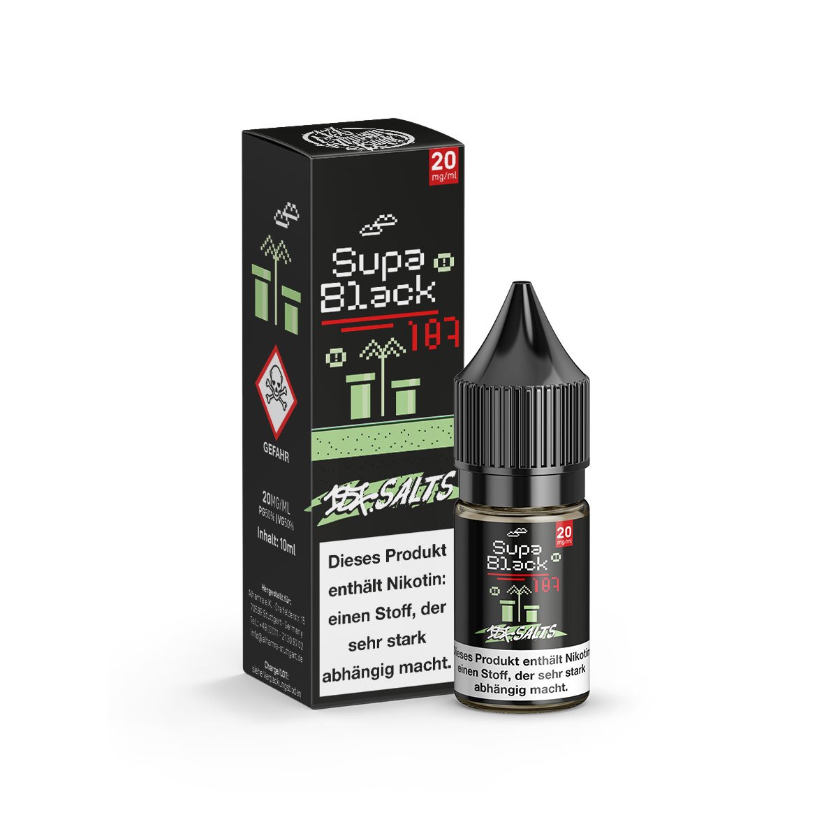 187 Straßenbande - Nikotinsalz-Liquids - 10ml - Supa Black | Nikotinsalz-Stärke : 20mg | Paketgröße : 1er Packung 187 Straßenbande - Nikotinsalz-Liquids - 10ml - Supa Black | Nikotinsalz-Stärke : 20mg | Paketgröße : 1er Packung