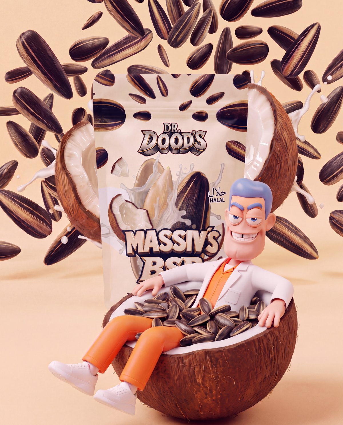 Dr. Doods Massiv`s BSR Sonnenblumenkerne Kokosnuss 100g Dr. Doods Massiv`s BSR Sonnenblumenkerne Kokosnuss 100g