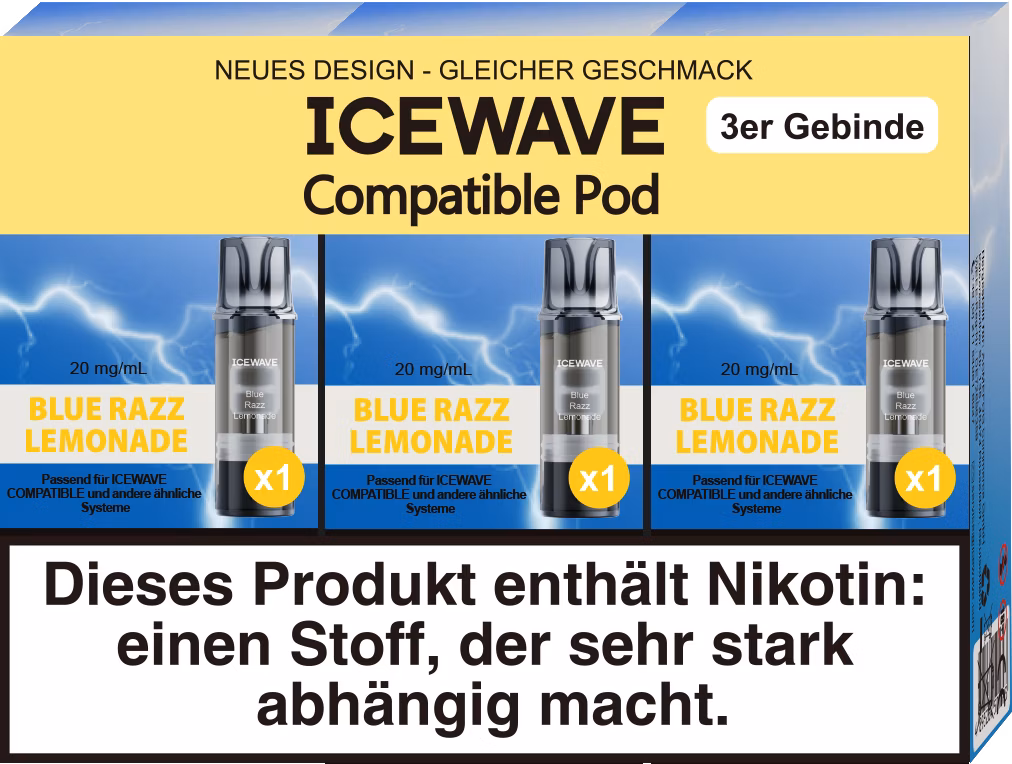 ICEWAVE - Prefilled Pod - 2ml - 3er Pack - Blue Razz Lemonade