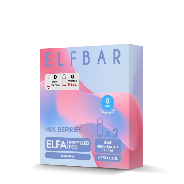 Elfbar - ELFA - Prefilled Pod - 2ml - 2er Pack - Nikotinfrei - Mix Berries