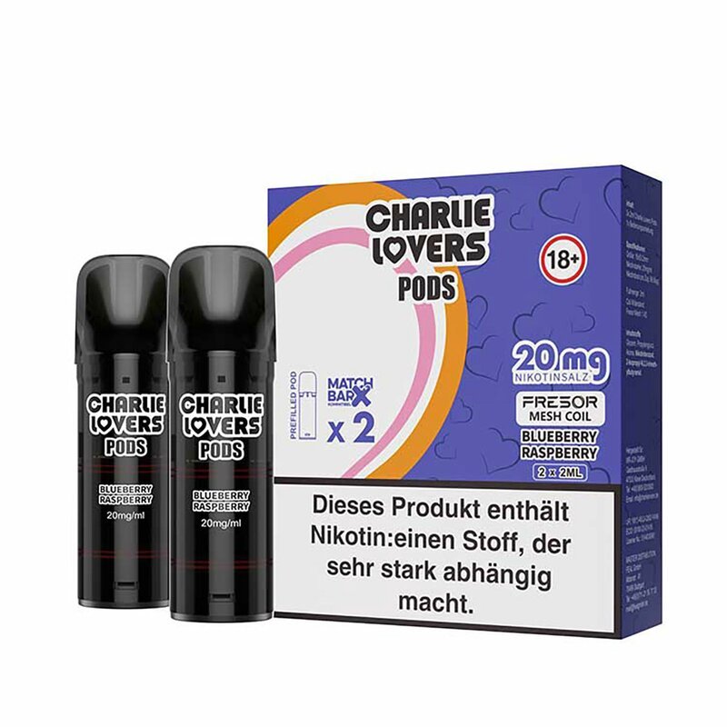 Charlie Lovers - Prefilled Pods - 2ml - 2er Pack - Blueberry Raspberry 20mg