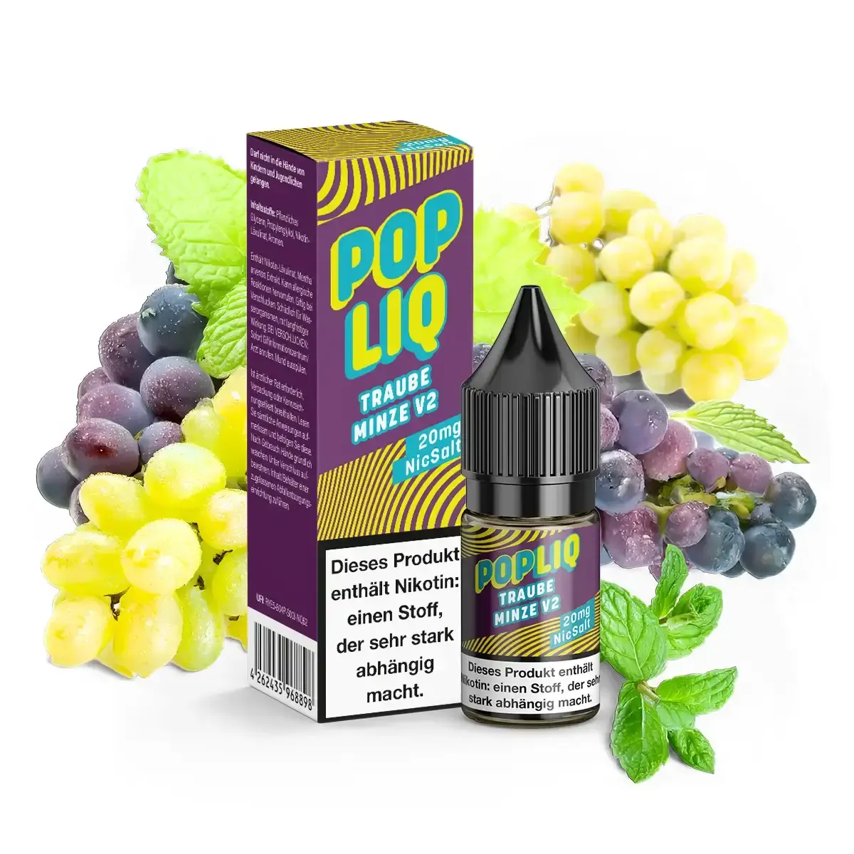 PopLiq Nikotinsalz-Liquid Traube Minze V2 10ml 20mg
