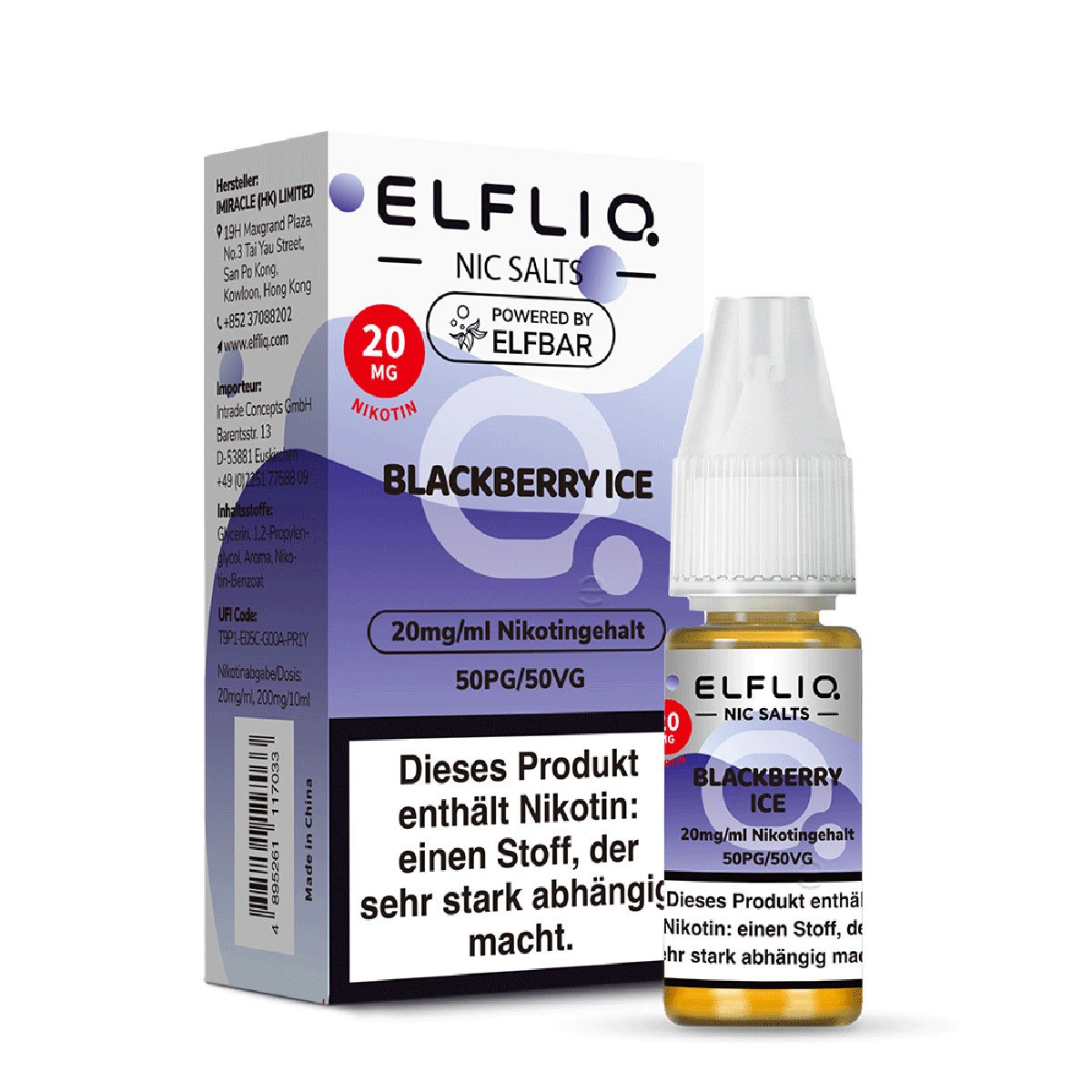 Elfbar - ElfLiq - 10ml - Blackberry Ice | Nikotinsalz-Stärke : 20mg