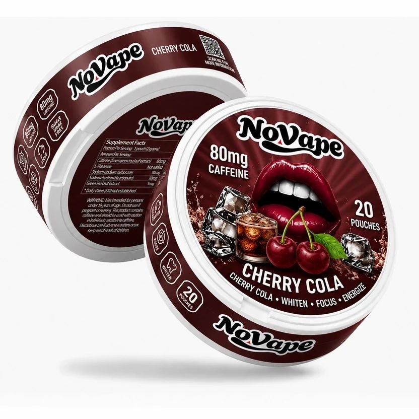 NoVape - Koffein Pouches - Cherry Cola - 80mg - 20 Stück NoVape - Koffein Pouches - Cherry Cola - 80mg - 20 Stück