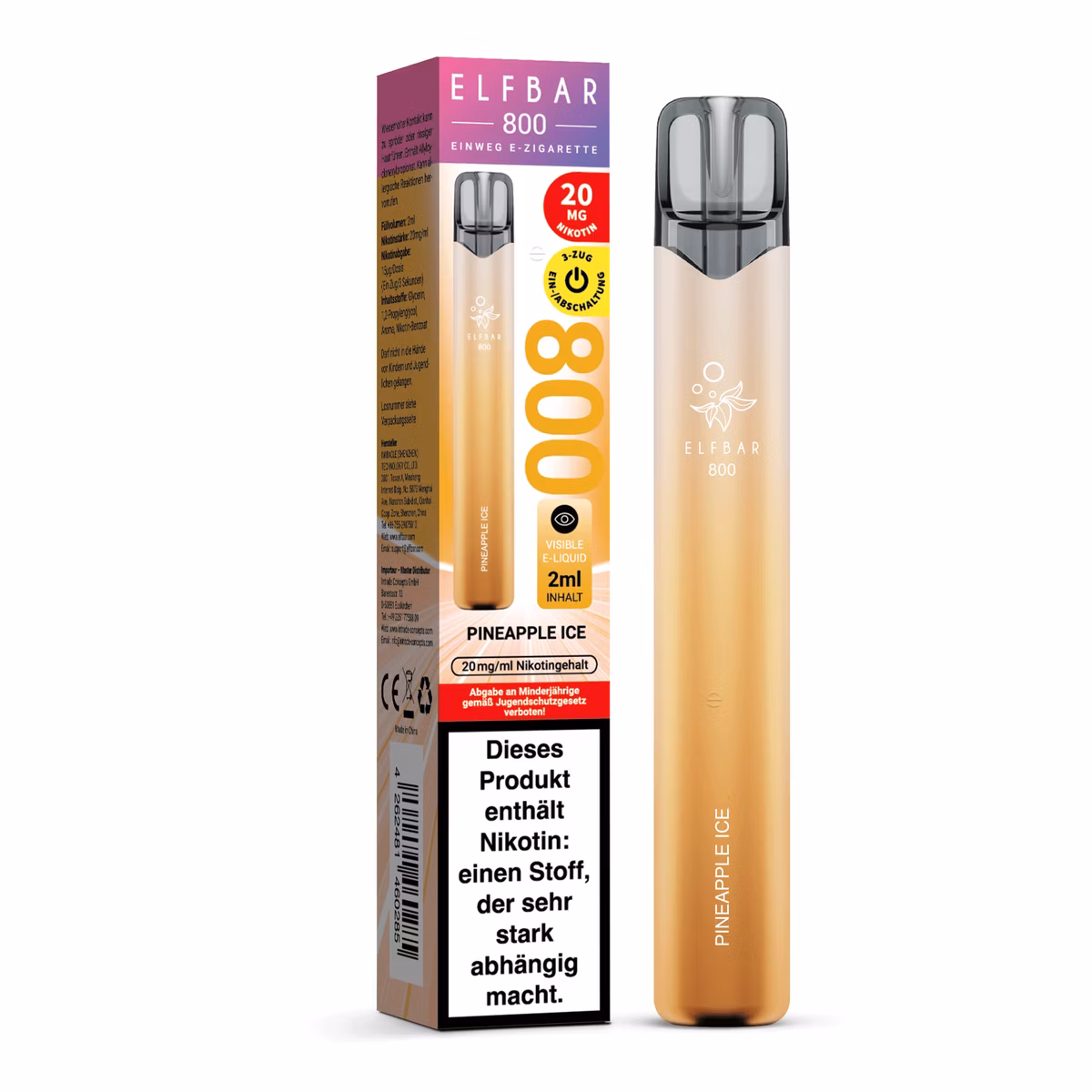 Elfbar - 800 - Einweg E-Zigarette - 20mg - CP - Pineapple Ice