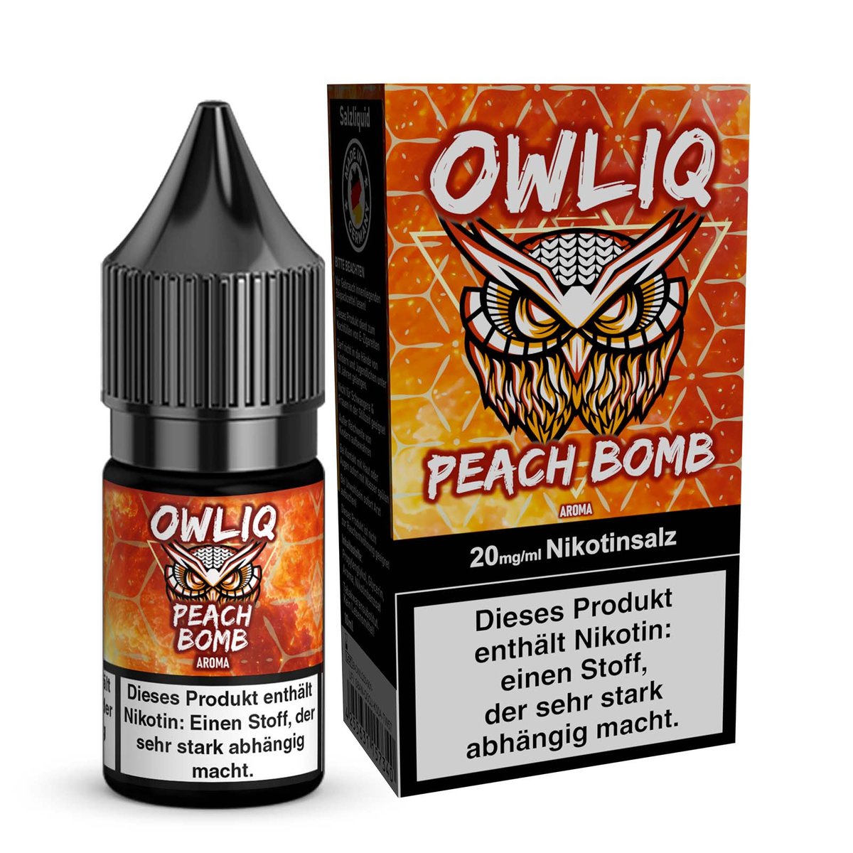OWL - Owliq - 10ml - Peach Bomb | Nikotinsalz-Stärke : 10mg OWL - Owliq - 10ml - Peach Bomb | Nikotinsalz-Stärke : 10mg