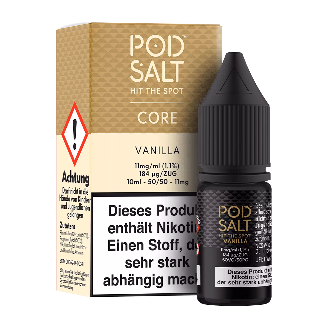 Vanilla_BoxBottle_11mg Pod Salt - Core - Vanilla - Nikotinsalz-Liquid - 10ml - 11mg