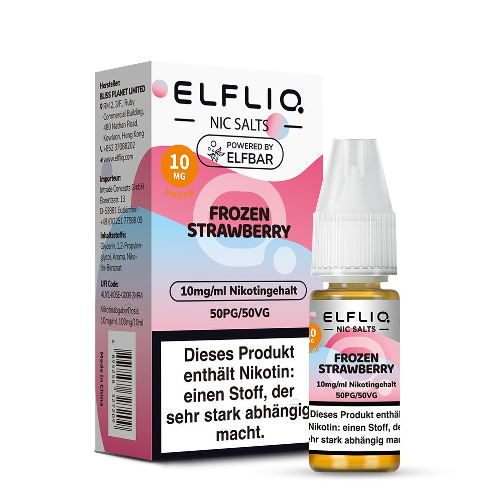 Elfbar - ElfLiq - 10ml - Frozen Strawberry | Nikotinsalz-Stärke : 10mg Elfbar - ElfLiq - 10ml - Frozen Strawberry | Nikotinsalz-Stärke : 10mg