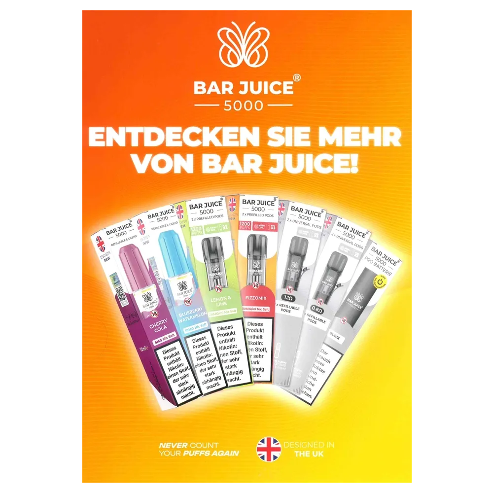 Bar Juice - Flyer - 210x300mm - 4/4-farbig - Prefilled Pods