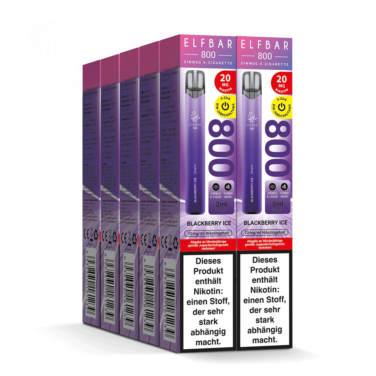 Elfbar - 800 - Einweg E-Zigarette - (VE= 10 StĂŒck) Displaykarton - Blackberry Ice | Nikotinsalz-StĂ€rke : 20mg Elfbar - 800 - Einweg E-Zigarette - (VE= 10 StĂŒck) Displaykarton - Blackberry Ice | Nikotinsalz-StĂ€rke : 20mg