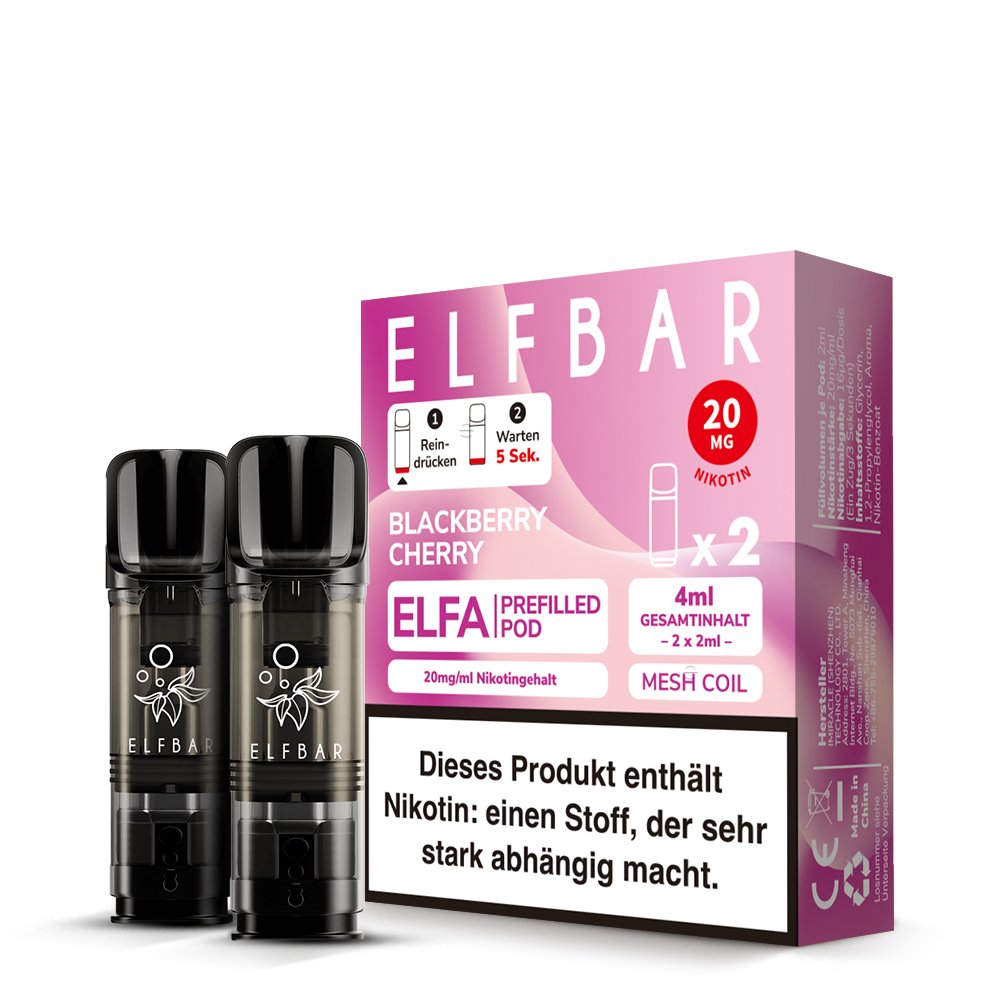 Elfbar - ELFA - Prefilled Pod - 2ml - 2er Pack - Blackberry Cherry - 20mg