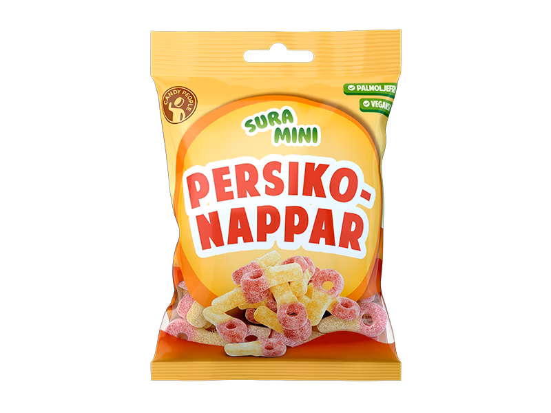 Candy People - Saure Mini Schnuller - Pfirsich - 70g Proviant, Süßigkeit, Gummibärchen, Pfundsnaps?, Persiko-Nappar
