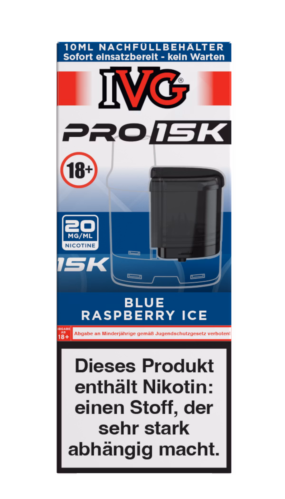 IVG - Pro 15K - 10ml Pod Nachfüllbehälter - Blue Raspberry Ice - 20mg IVG - Pro 15K - 10ml Pod Nachfüllbehälter - Blue Raspberry Ice - 20mg
