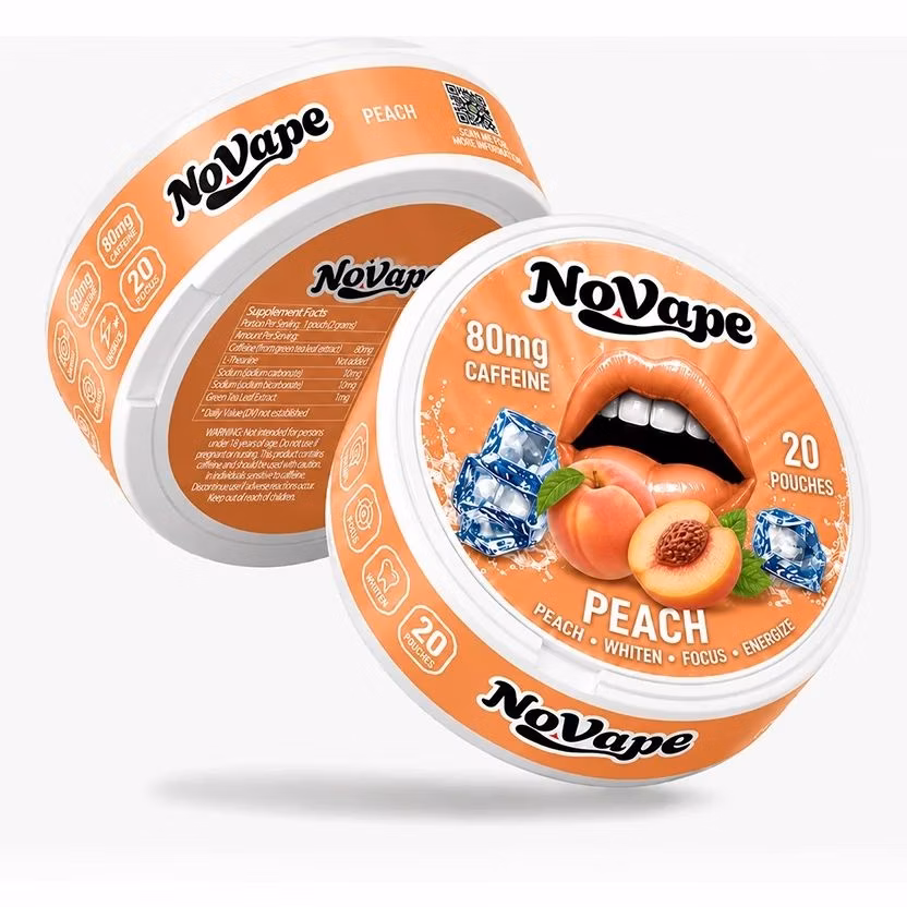 NoVape - Koffein Pouches - Peach - 80mg - 20 Stück NoVape - Koffein Pouches - Peach - 80mg - 20 Stück