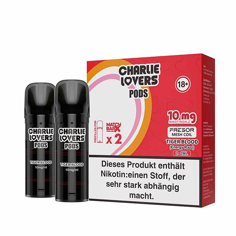 Charlie Lovers - Prefilled Pods - 2ml - 2er Pack - Tiger Blood 10mg