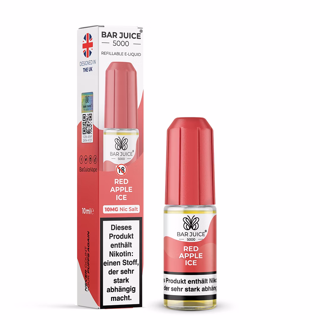 Bar Juice - 5000 - Red Apple Ice | Inhalt : 10ml | Nikotinsalz-Stärke : 10mg | Paketgröße : 1er Packung Bar Juice - 5000 - Red Apple Ice | Inhalt : 10ml | Nikotinsalz-Stärke : 10mg | Paketgröße : 1er Packung