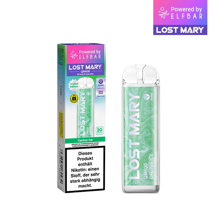 Lost Mary - QM600 - Einweg E-Zigarette - Cactus Ice | Nikotinsalz-Stärke : 20mg | Paketgröße : 1er Packung