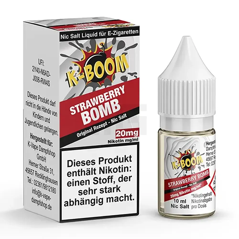 K-Boom - Strawberry Bomb - Nikotinsalz Liquid - 10ml - 20mg