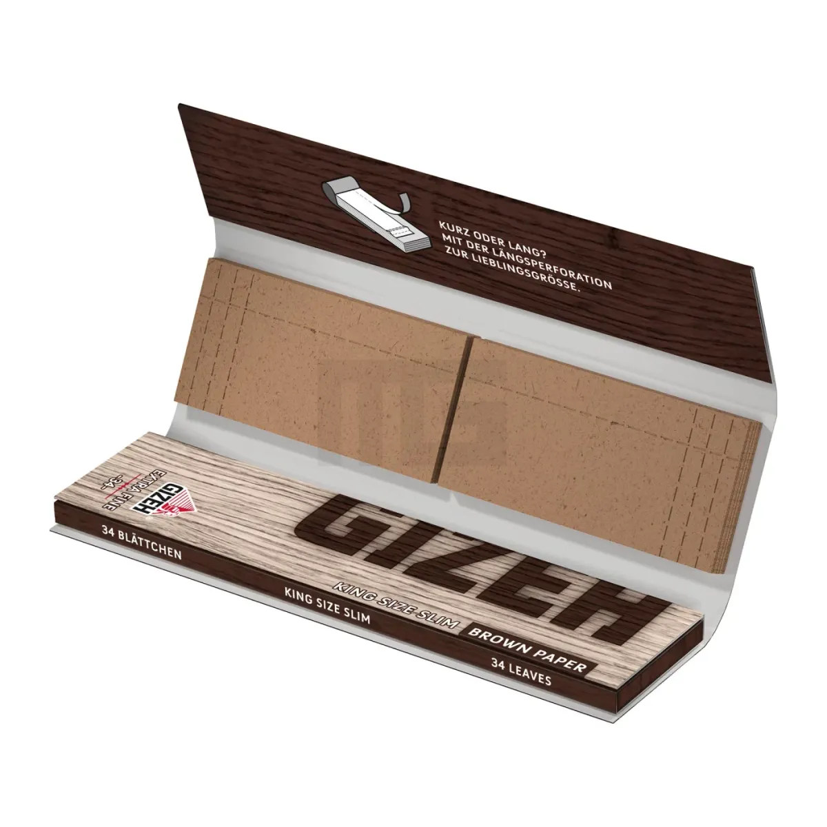 Gizeh - Brown - King Size Slim - Blättchen + Tips - Magnetverschluss - 34 Blättchen