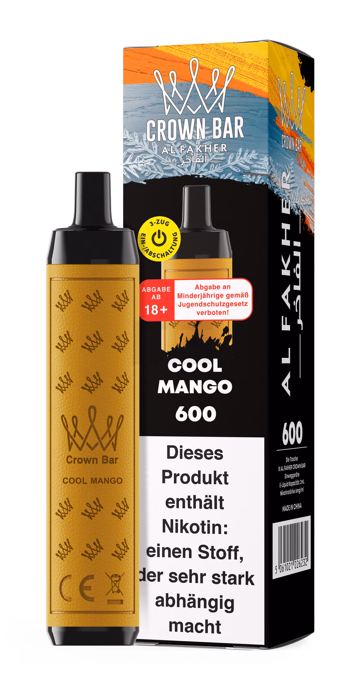Al Fakher - Crown Bar - Einweg E-Zigarette - 2ml - 20mg - CP - Cool Mango