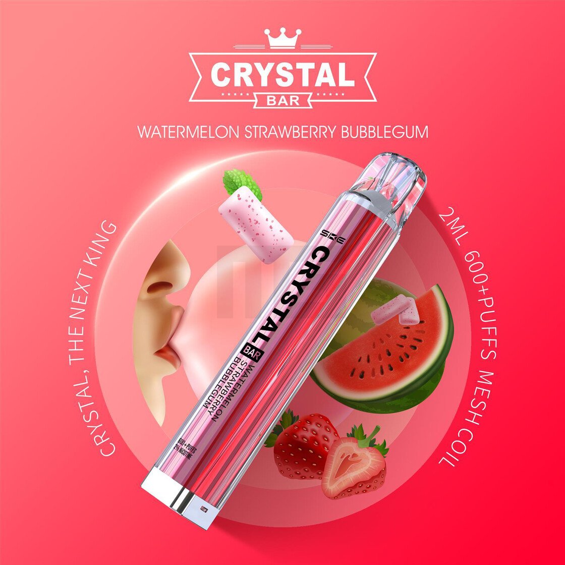 Crystal Bar - Einweg E-Zigarette - Watermelon Strawberry Bubblegum