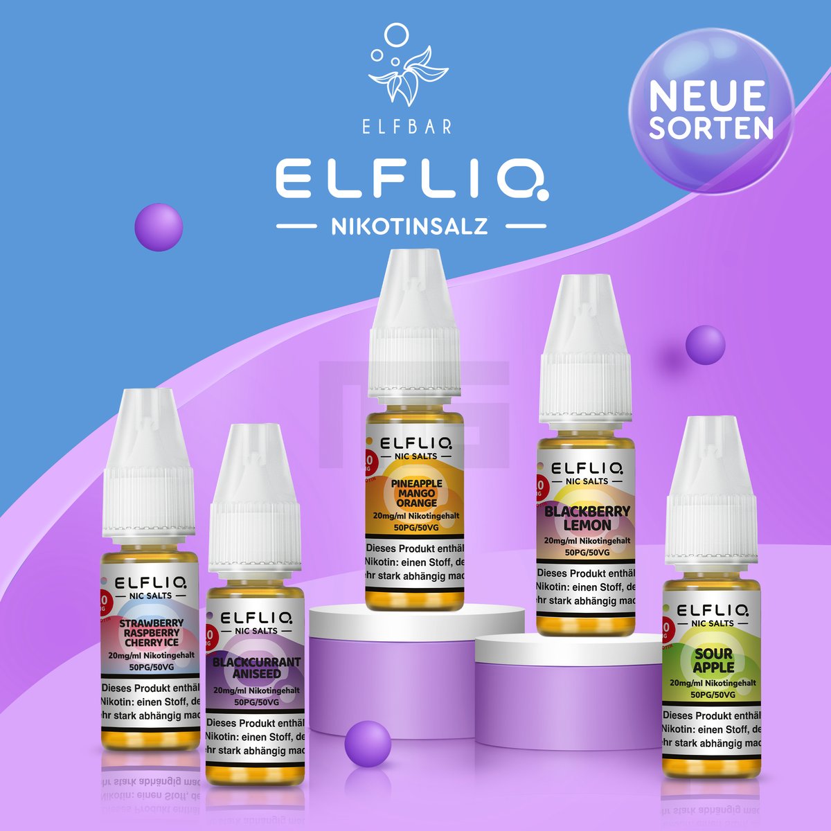 Elfbar - ElfLiq - 10ml - Blueberry Sour Raspberry | Nikotinsalz-Stärke : 10mg