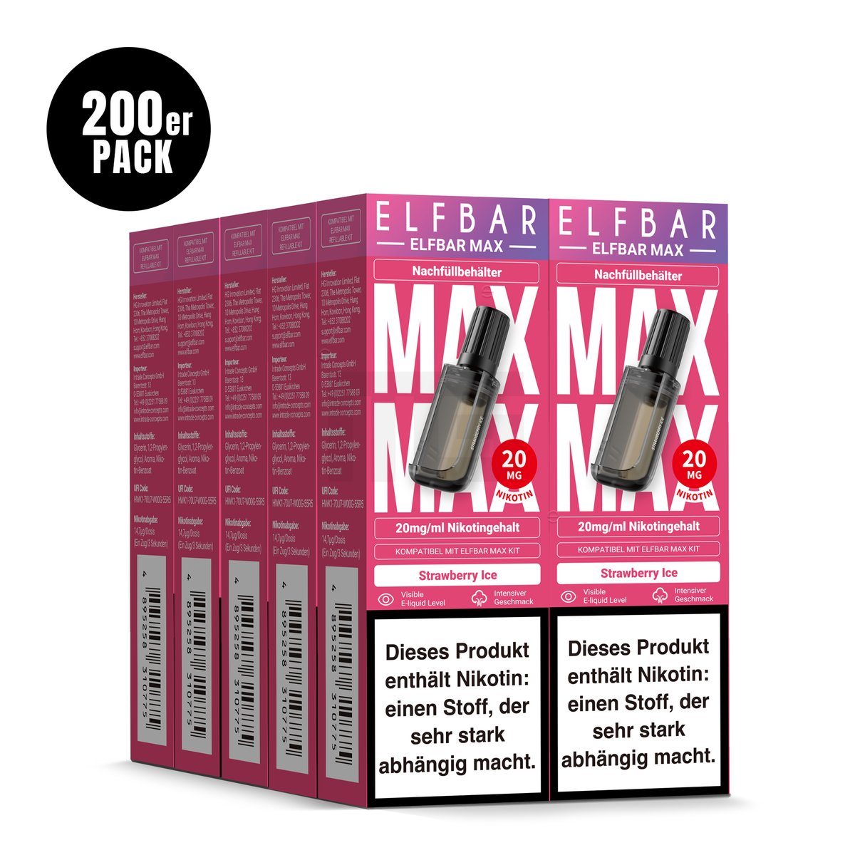 ELFBAR - MAX - Nachfülltank - CP - Strawberry Ice