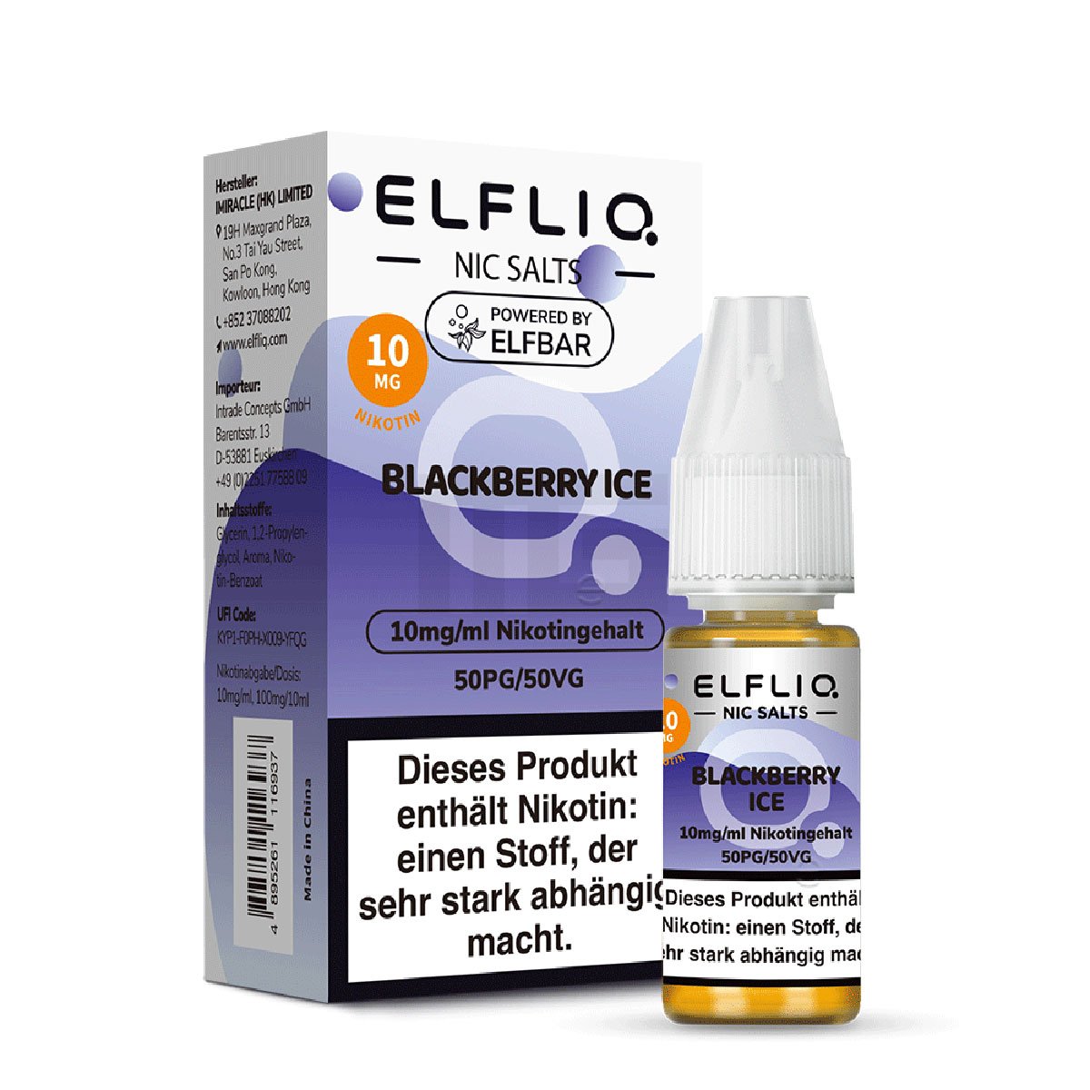 Elfbar - ElfLiq - 10ml - Blackberry Ice | Nikotinsalz-Stärke : 10mg