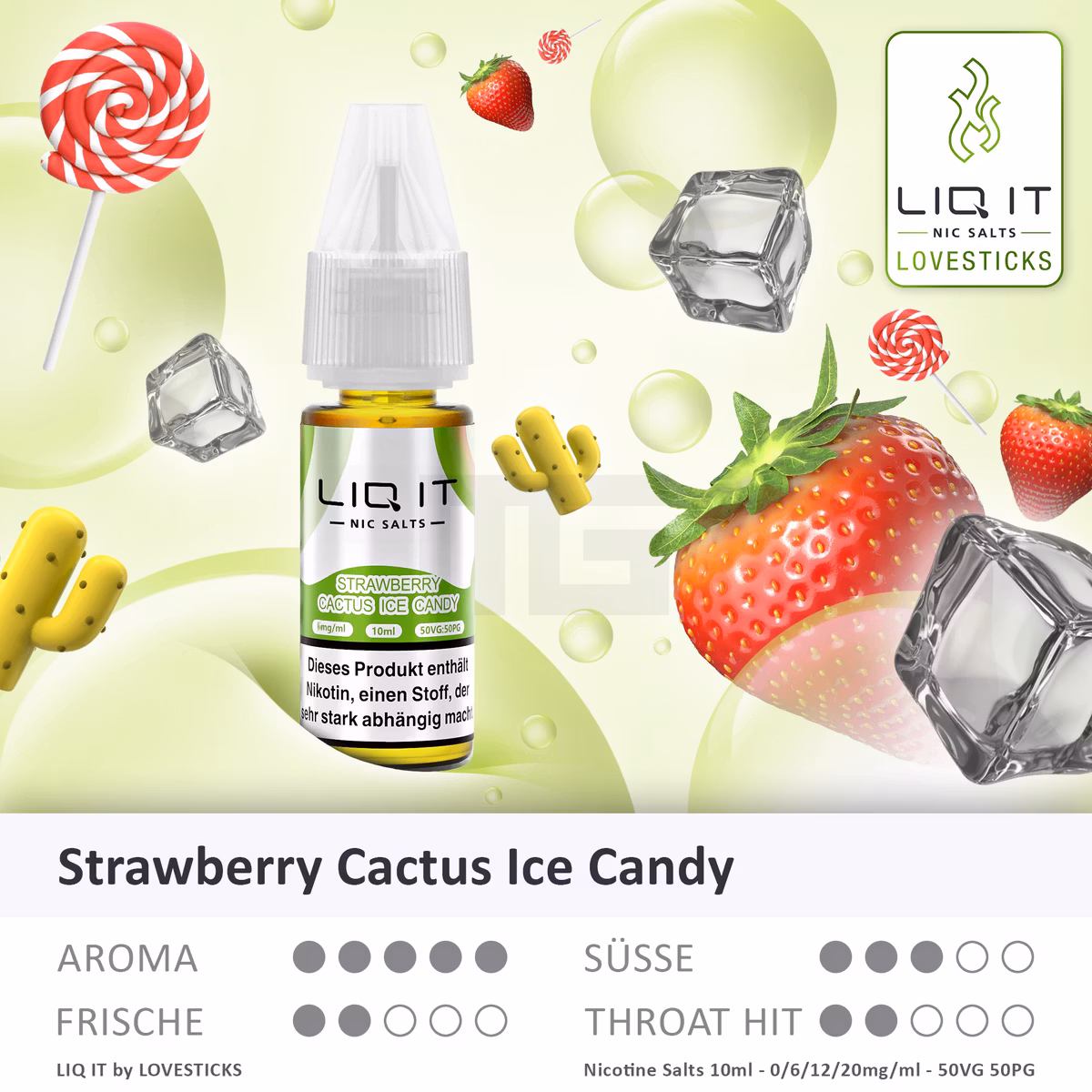 LIQ IT - Nikotinsalz-Liquid - 10ml - Strawberry Cactus Candy Ice - 12mg