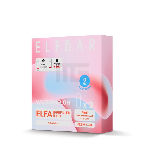 Elfbar - ELFA - Prefilled Pod - 2ml - 2er Pack - Nikotinfrei - Watermelon