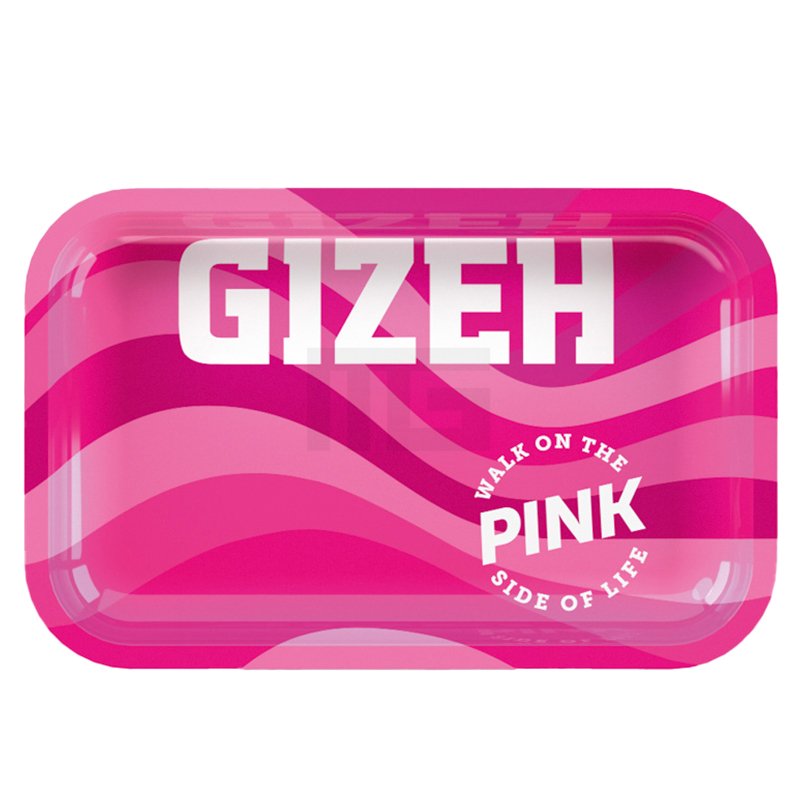 GIZEH - Rolling Tray - Drehunterlage Metall - All Pink - 18 x 12,5cm
