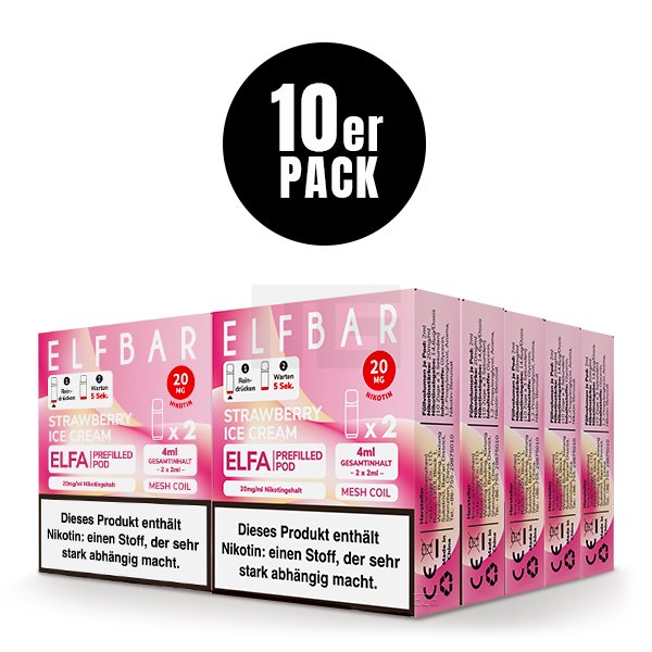 Elfbar - ELFA - Prefilled Pod - 2ml - 2er Pack - Strawberry Ice Cream