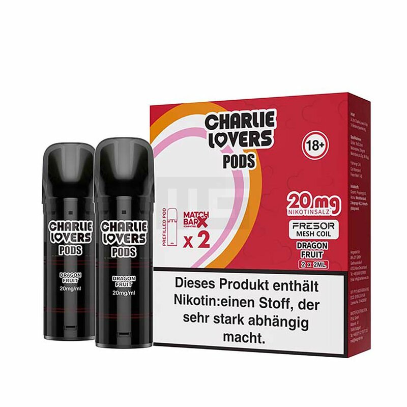 Charlie Lovers - Prefilled Pods - 2ml - 2er Pack - Dragon Fruit 20mg Charlie Lovers - Prefilled Pods - 2ml - 2er Pack - Dragon Fruit 20mg