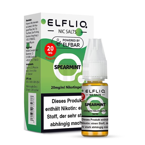 Elfbar - ElfLiq - 10ml - Spearmint | Nikotinsalz-Stärke : 20mg Elfbar - ElfLiq - 10ml - Spearmint | Nikotinsalz-Stärke : 20mg