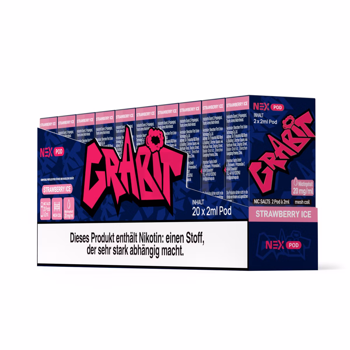 GRABIT - Nex - Prefilled Pod - 2ml - 2er Pack - Strawberry Ice