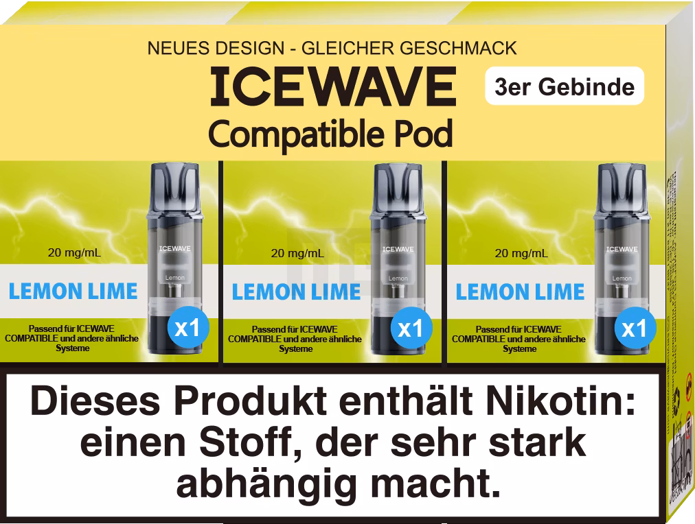 ICEWAVE - Prefilled Pod - 2ml - 3er Pack - Lemon Lime