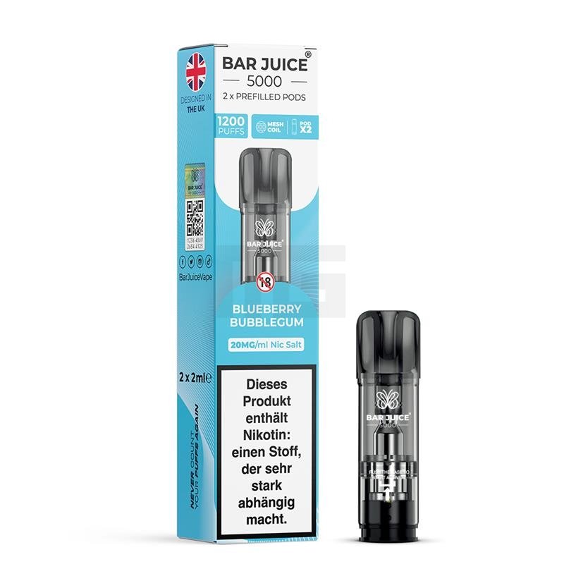 Bar Juice - Prefilled Pods - Blueberry Bubblegum - 2ml - 20mg - 2er Paket