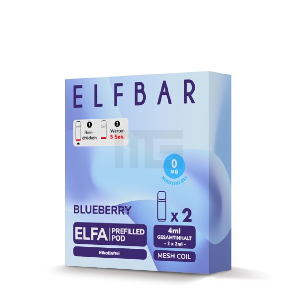 Elfbar - ELFA - Prefilled Pod - 2ml - 2er Pack - Nikotinfrei - Blueberry