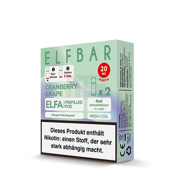 Elfbar - ELFA - Prefilled Pod - 2ml - 2er Pack - Cranberry Grape