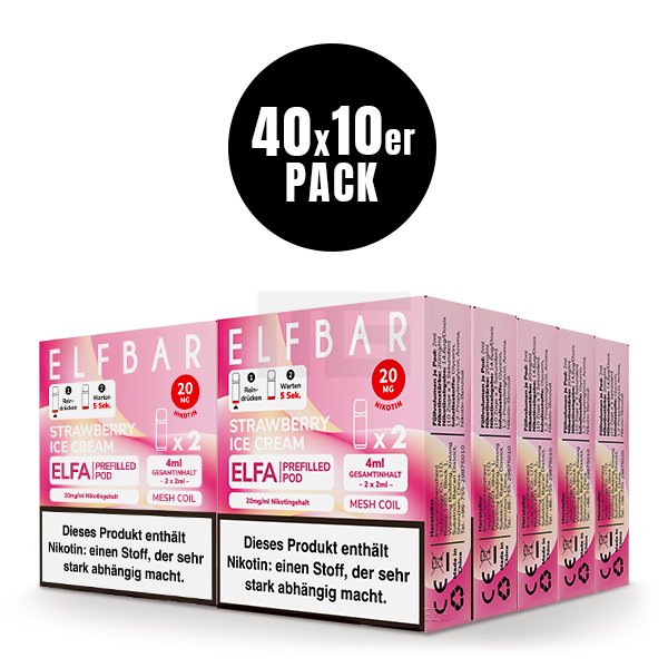 Elfbar - ELFA - Prefilled Pod - 2ml - 2er Pack - Strawberry Ice Cream