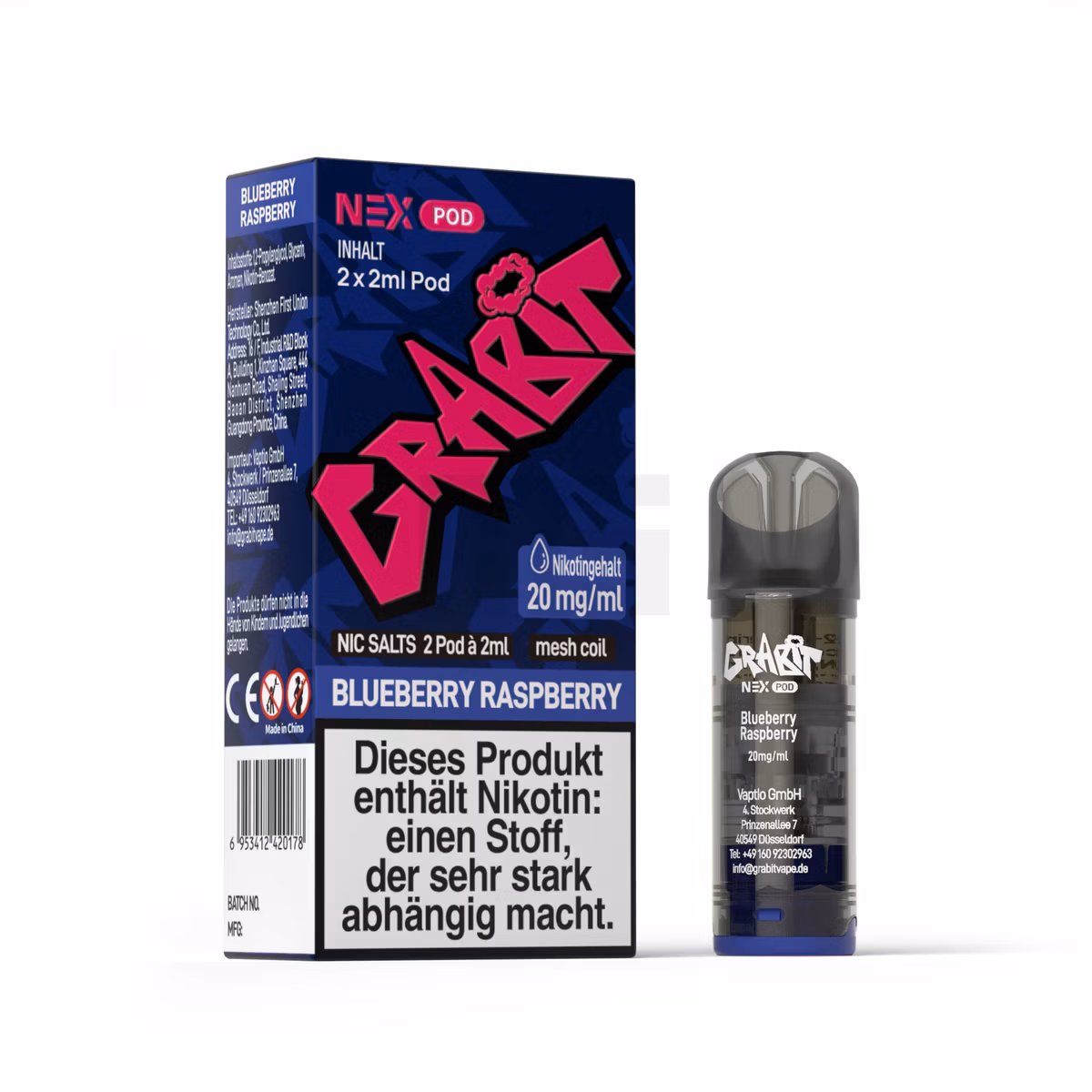 GRABIT - Nex - Prefilled Pod - 2ml - 2er Pack - Blueberry Raspberry