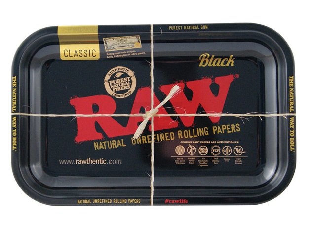 RAW - Rolling Tray - Drehunterlage Metall - Klassisch Schwarz - 27,5 x 17,5 cm