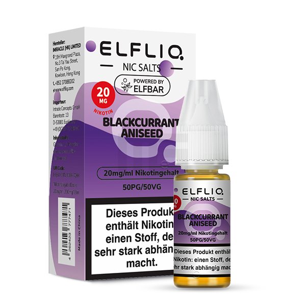 Elfbar - ElfLiq - 10ml - Blackurrant Aniseed | Nikotinsalz-Stärke : 20mg