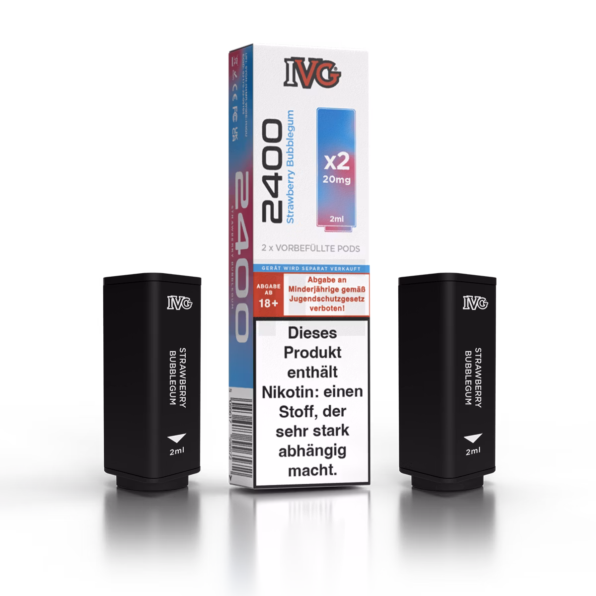 IVG - 2400 - Prefilled Pod - 2ml - 2er Pack - Strawberry Bubblegum IVG - 2400 - Prefilled Pod - 2ml - 2er Pack - Strawberry Bubblegum