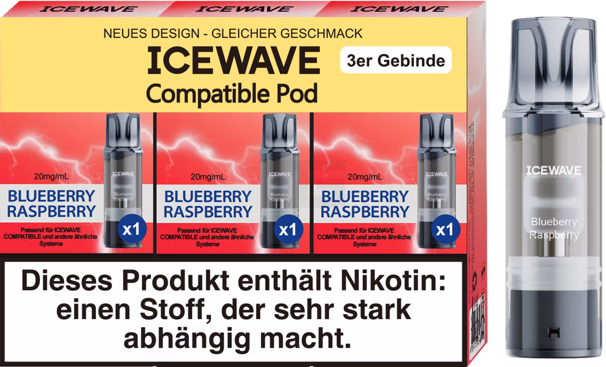ICEWAVE - Prefilled Pod - 2ml - 3er Pack - Blueberry Raspberry