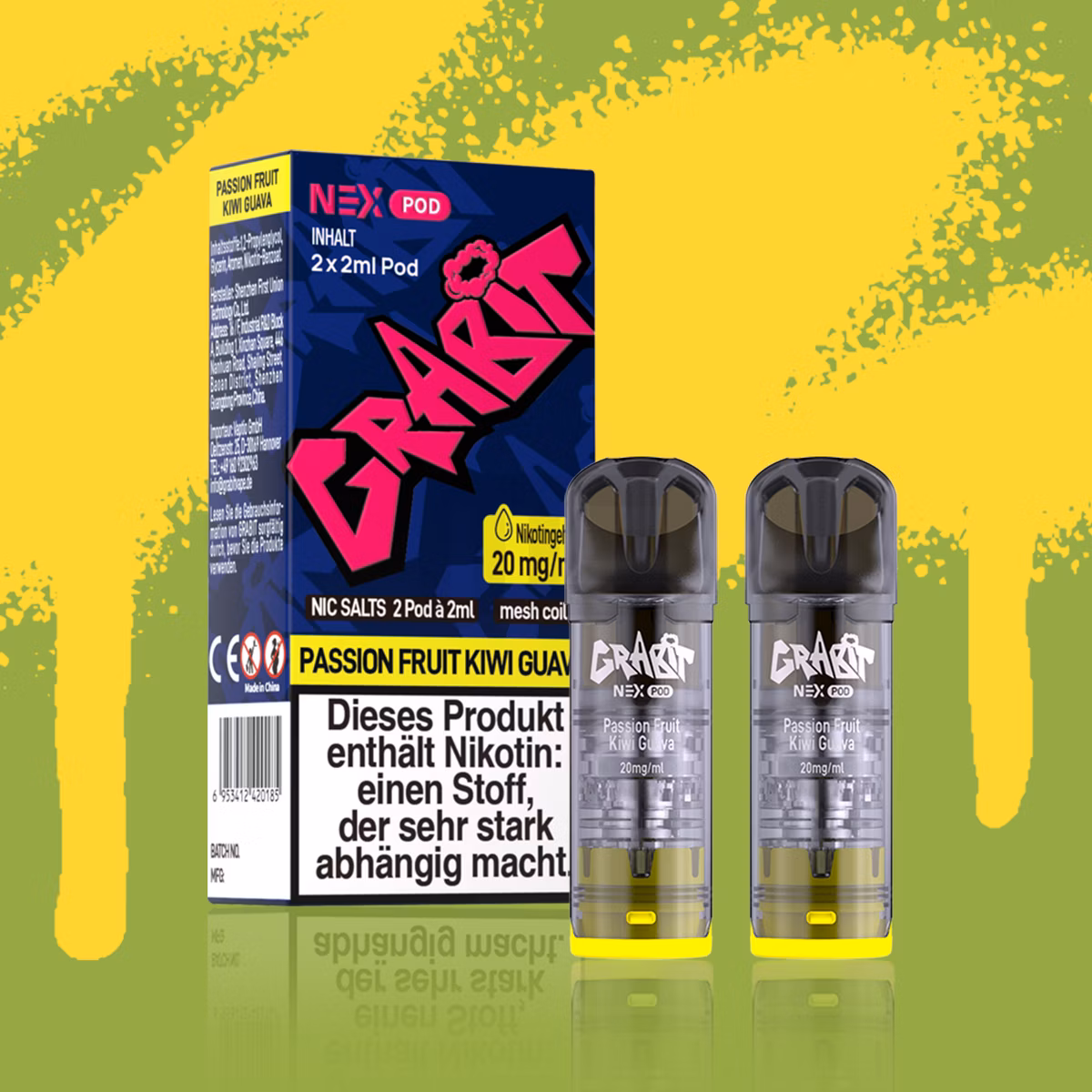 GRABIT - Nex - Prefilled Pod - 2ml - 2er Pack - Passion Fruit Kiwi Guava